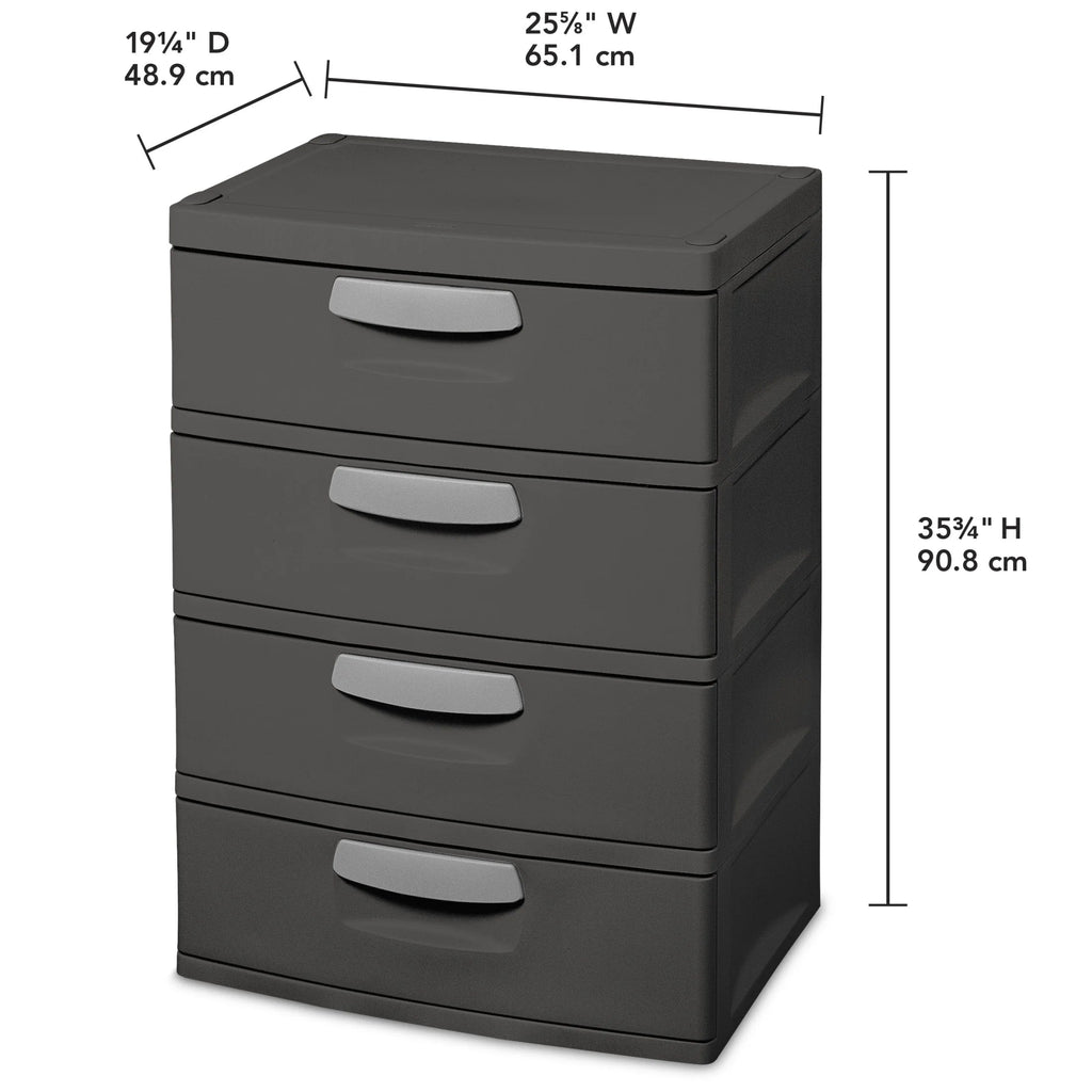 Sterilite 4 Drawer Plastic Storage Unit, Dark Gray, 1 Count - 4 Drawer Unit