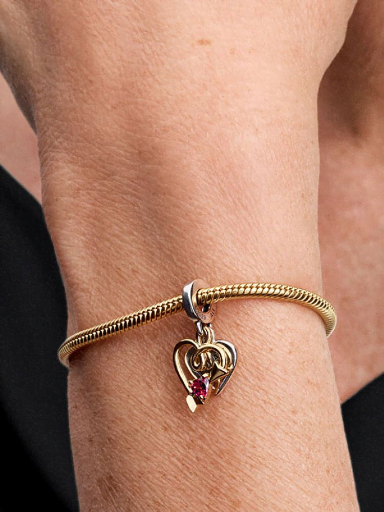 Engravable Heart & Arrow Double Dangle Charm
