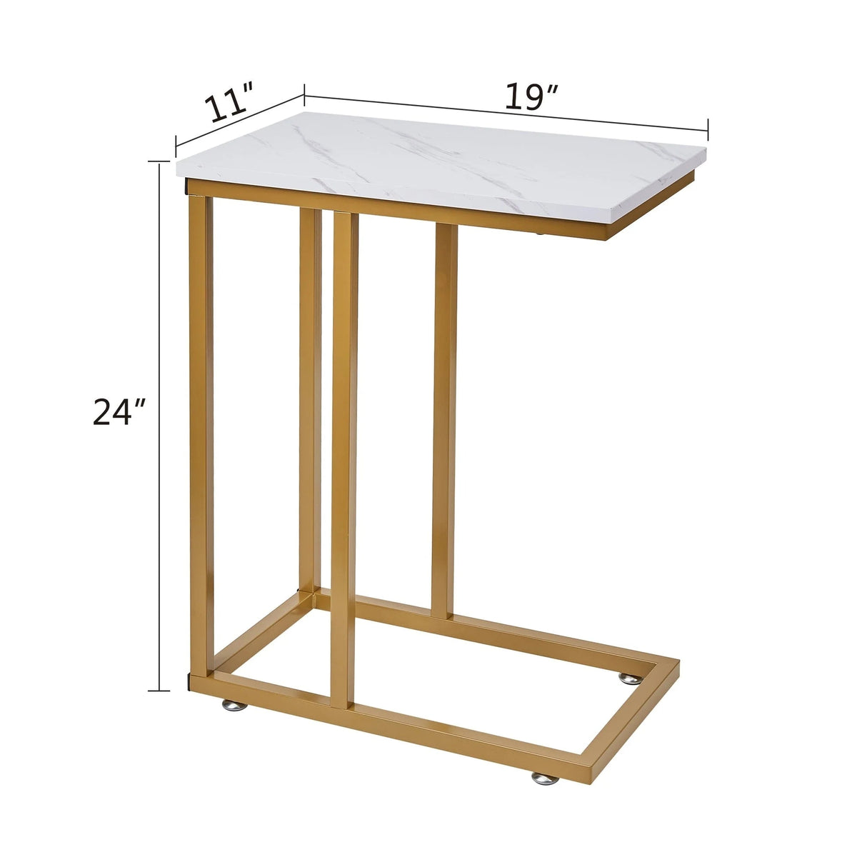 C-Shaped Sofa Side Tables, Set of 2, 11" D x 19" W x 24" H