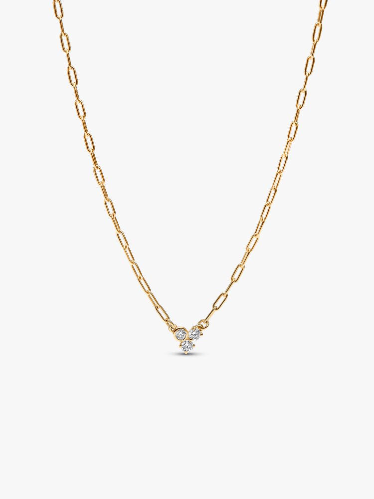 Lab-Grown Diamond Cluster Paperclip Necklace & Bracelet Set
