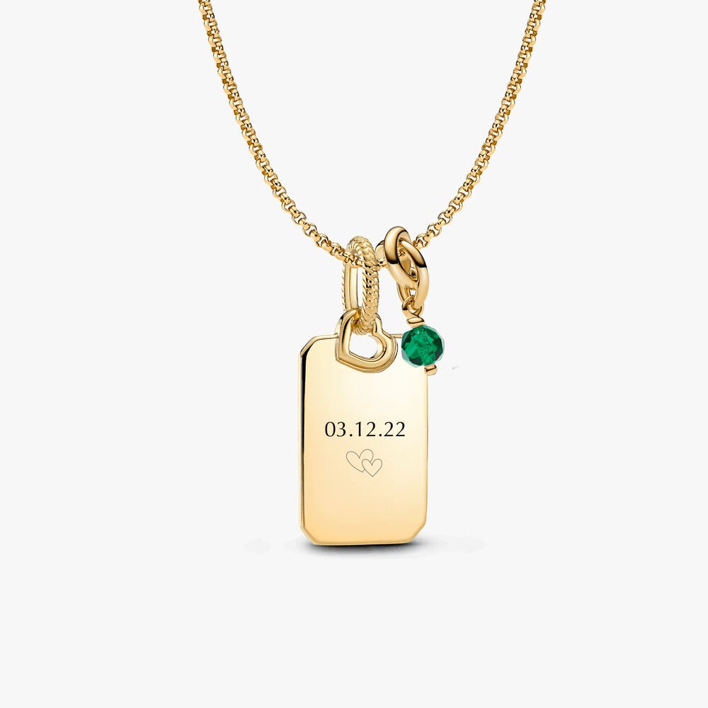 May Engravable Dangle Charm Necklace Set