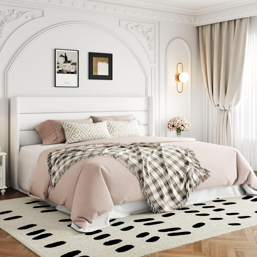 Queen Size Lift-Up Storage Bed With Wingback Headboard, Upholstered Platform Bed Frame With Hidden Storage