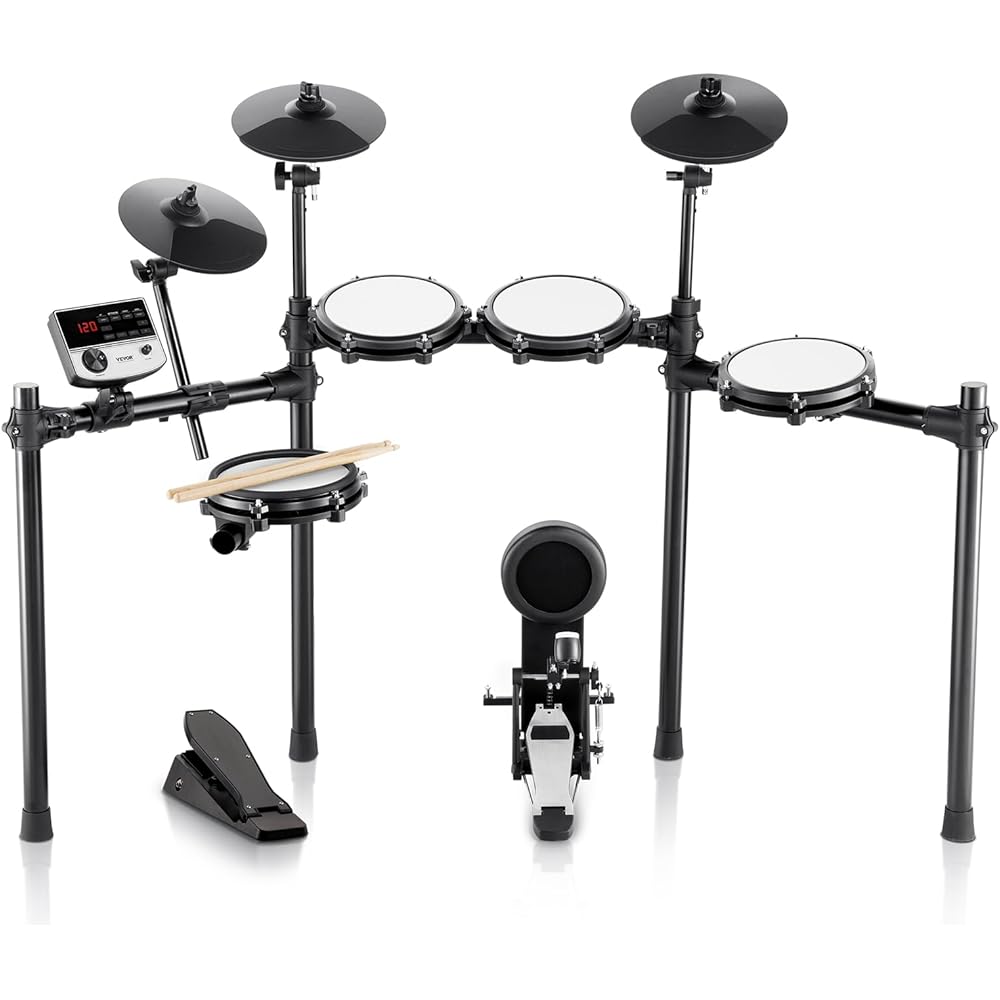 VEVOR Electronic Drum Set With Quiet Mesh Pads, 32 Drum Kits, 480 Sounds, 8in Snare, 10in Cymbals