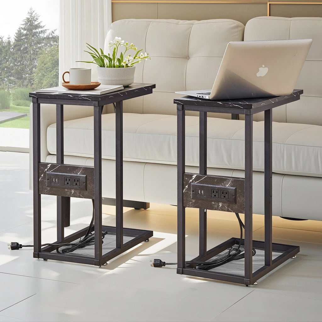 C-Shaped Sofa Side Tables, Set of 2, 11" D x 19" W x 24" H
