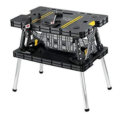 Keter Folding Work Table, 1000 lbs Capacity, Two 12 in Clamps, Black/Yellow - 197283