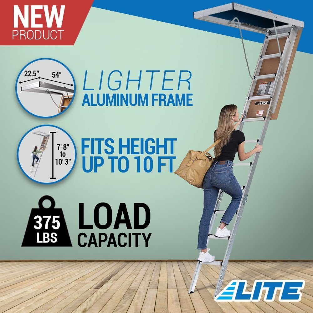 Aluminum Attic Ladder, 375lb Capacity, Type IAA