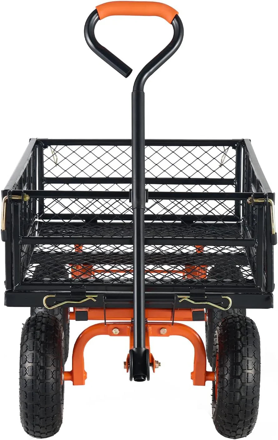 Garden Dump Cart Heavy Duty Garden Wagon With Removable Sides, Utility Liner And 10in All Terrain Wheels