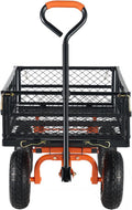 Garden Dump Cart Heavy Duty Garden Wagon With Removable Sides, Utility Liner And 10in All Terrain Wheels