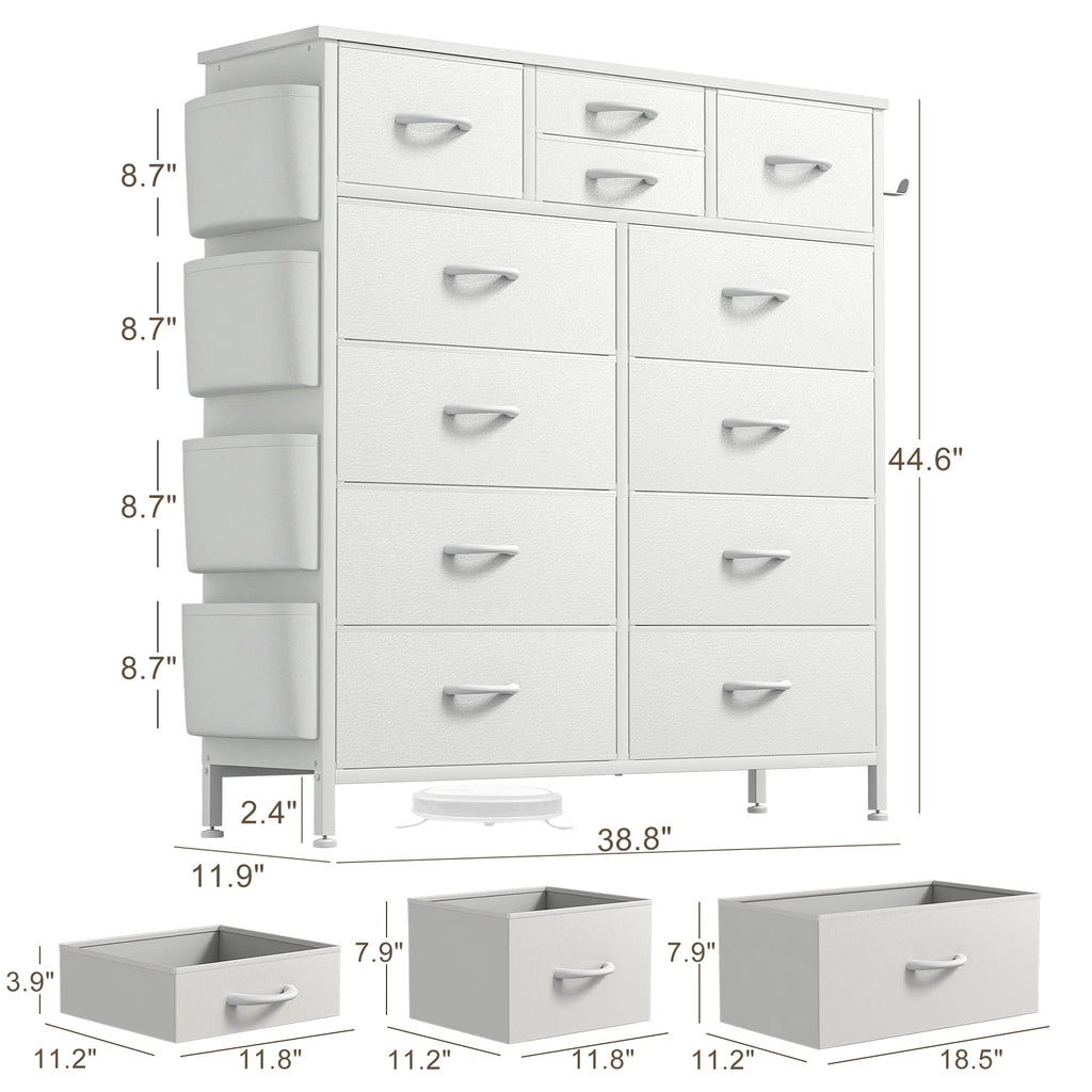 12-Drawer Fabric Dresser With Wood Top And Metal Frame