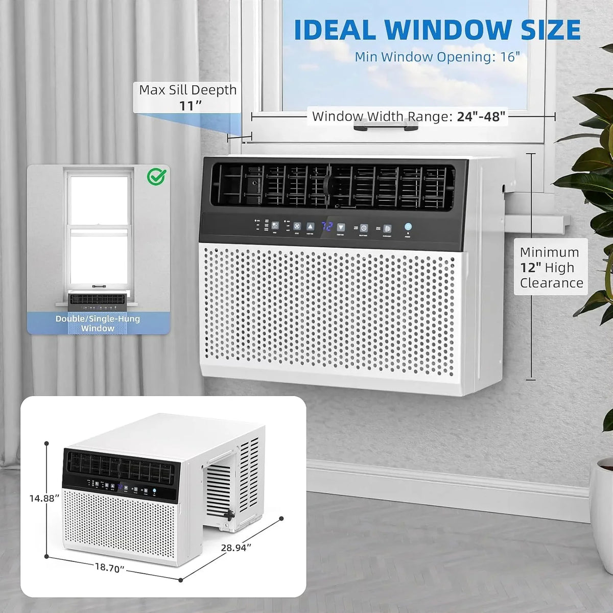Antarctic Star U-Shaped Window Air Conditioner, 12,000 BTU, 115 Volts