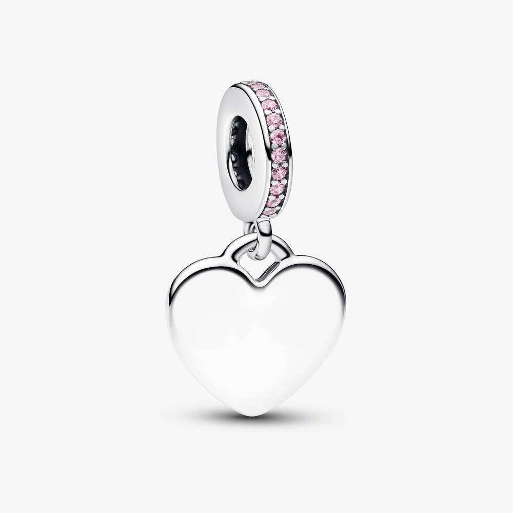 Heart Pink Stone Dangle Charm