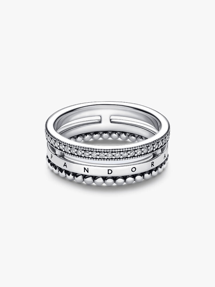 Pandora Signature Logo Pavé & Beads Ring