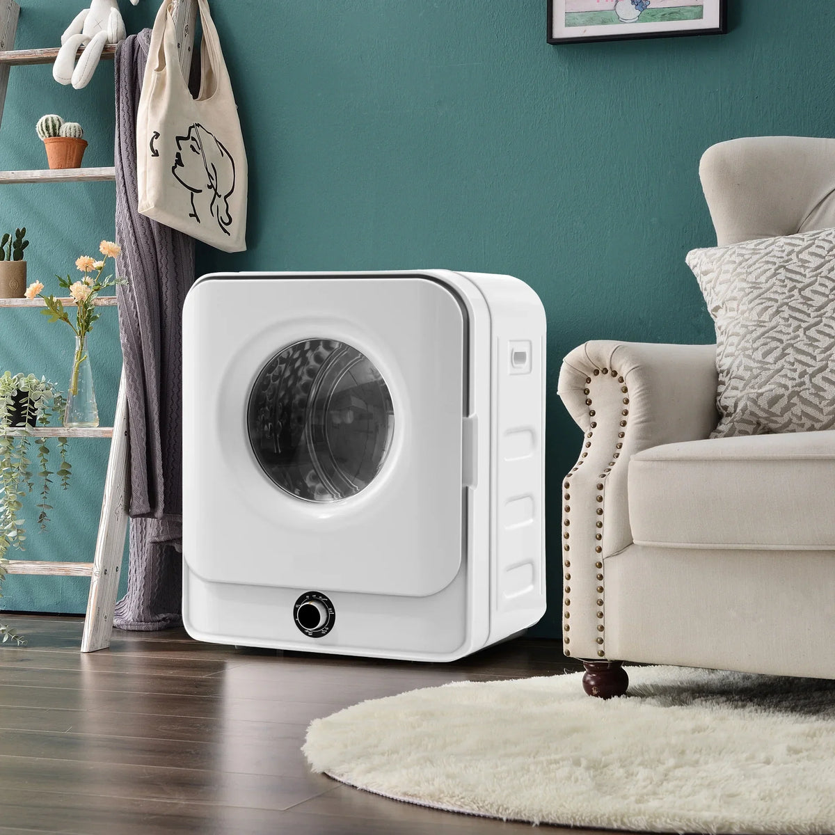 Portable Compact Front Load Clothes Dryer 1.95 Cu.ft, 830W, 5 Drying Modes, White