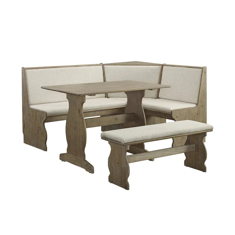 Hannah Breakfast Nook 3-Piece Dining Set With Corner Bench