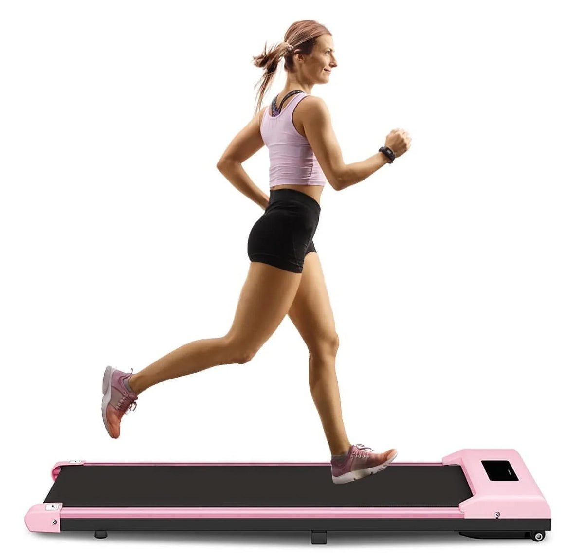 Bigzzia Under Desk Walking Pad Treadmill With Remote Control And LCD Display - Pink