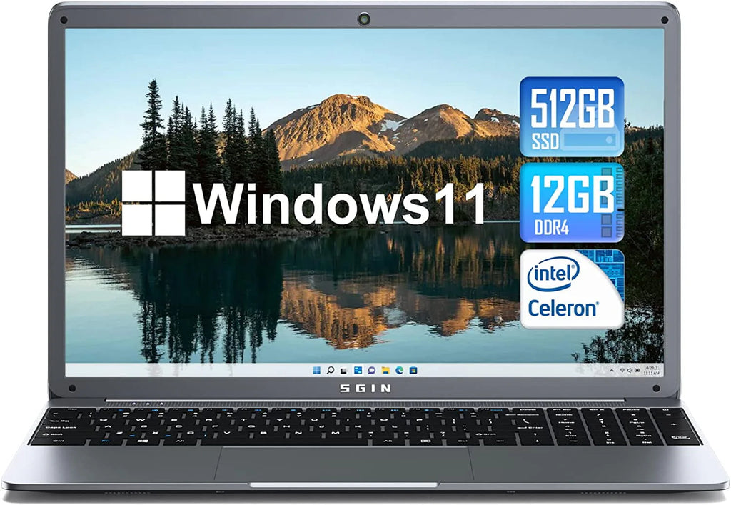 SGIN 15.6inch Laptop 12GB DDR4 512GB SSD Windows 11 Full HD 1920x1080 - X15