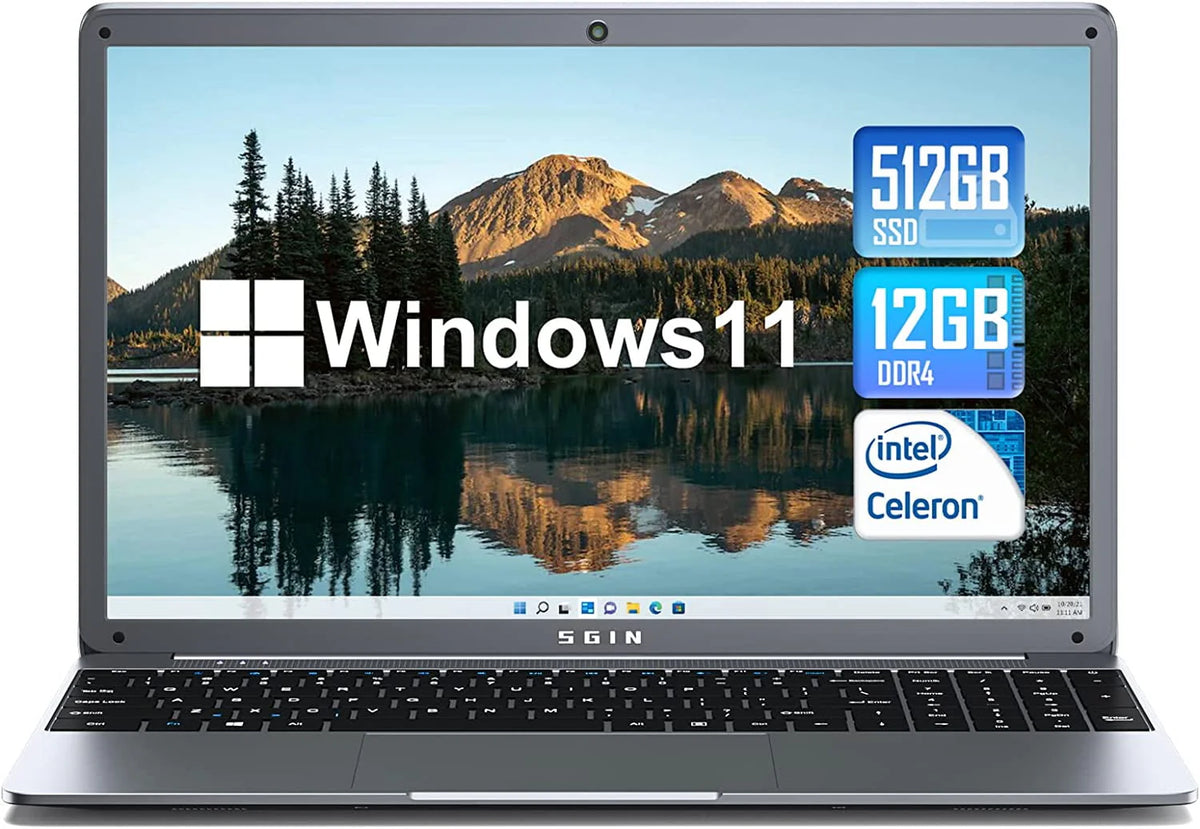 SGIN 15.6inch Laptop 12GB DDR4 512GB SSD Windows 11 Full HD 1920x1080 - X15