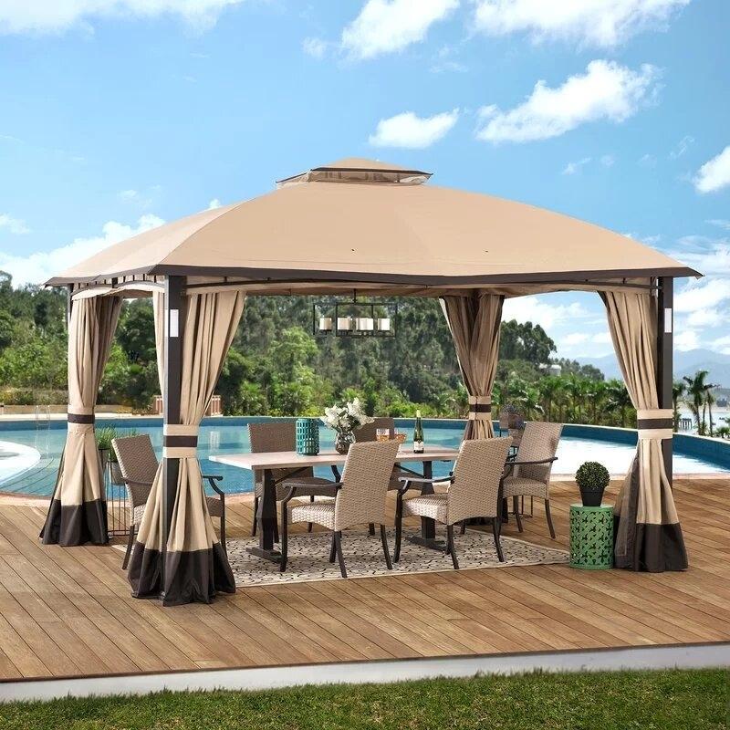 Moorehead Steel Patio Gazebo 12 Ft W x 10 Ft D