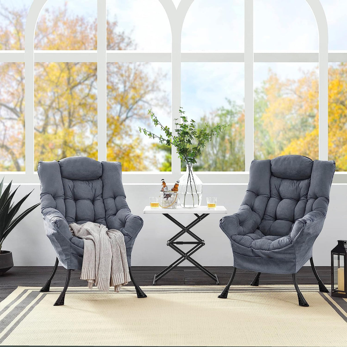 Living and More High Back Fabric Lazy Chair