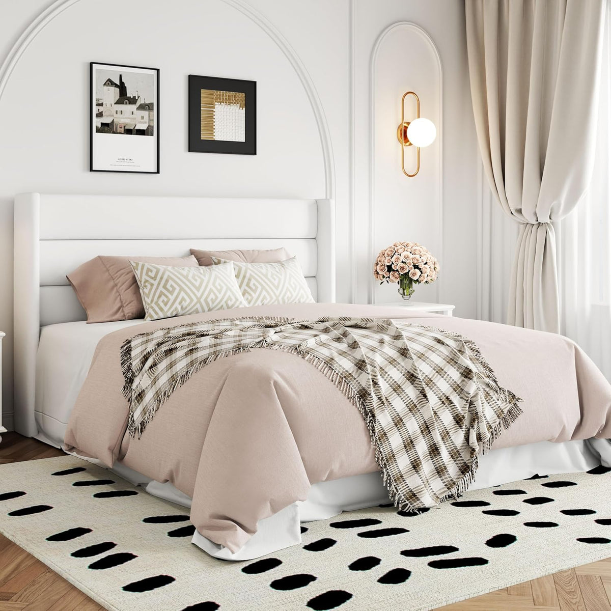 Queen Size Lift-Up Storage Bed With Wingback Headboard, Upholstered Platform Bed Frame With Hidden Storage