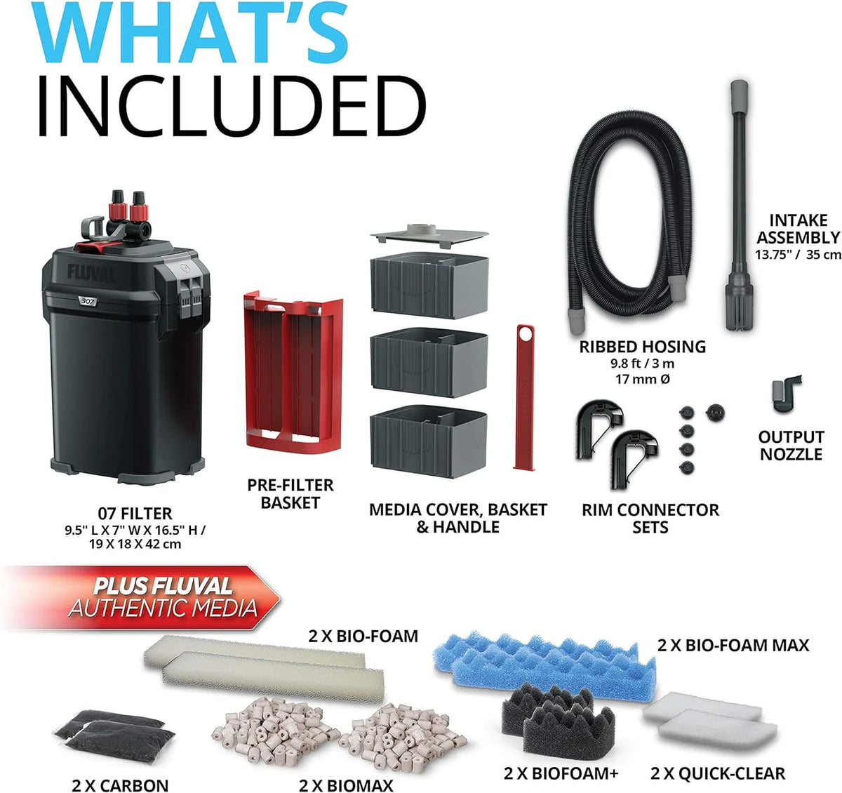 Fluval Aquarium Canister Filter, Black, Up To 100 Gallons - 407 A450