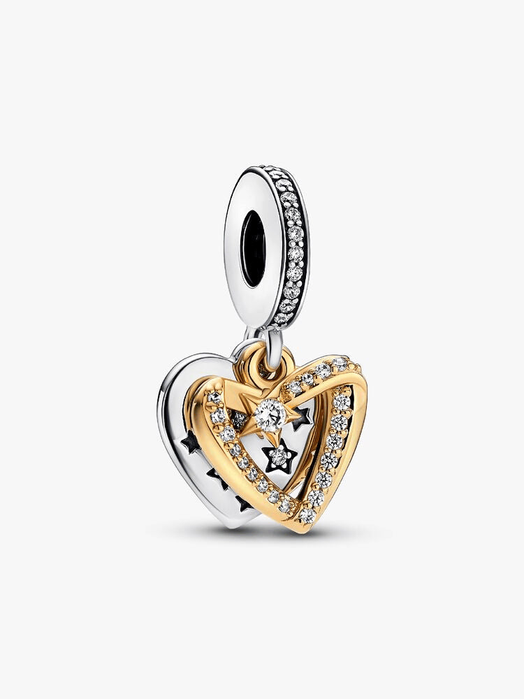 Shooting Star Hearts Double Dangle Charm