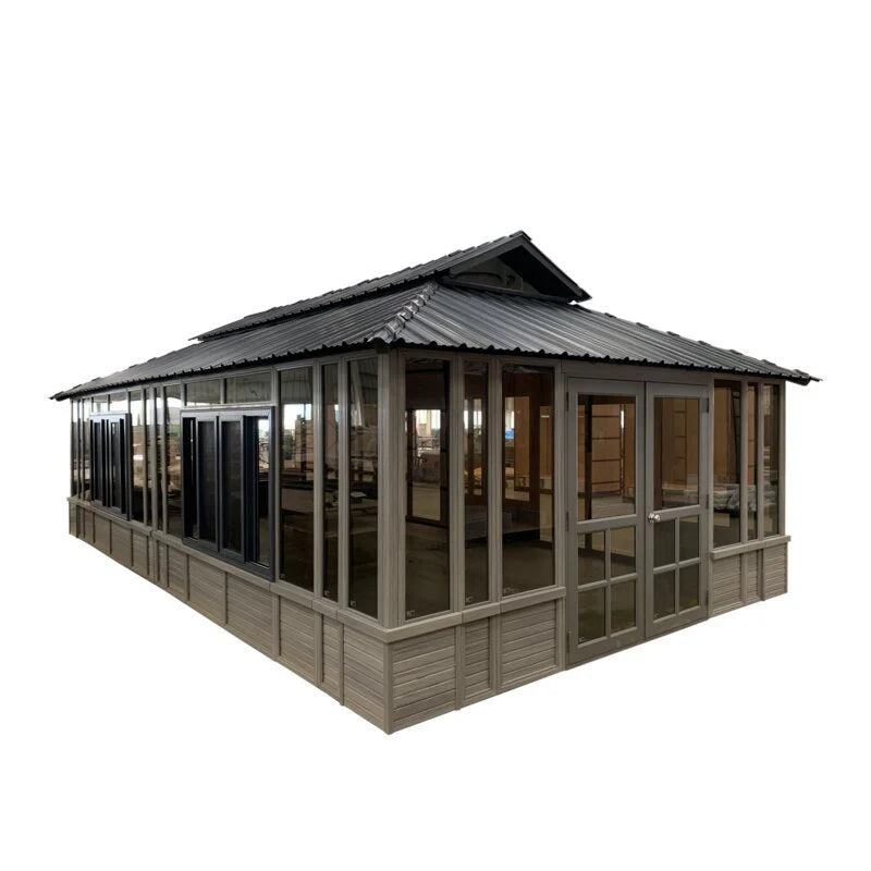 Solid Wood Patio Gazebo, 28 Ft W x 15.5 Ft D