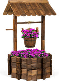 Best Choice Products Rustic Wooden Wishing Well Planter With Hanging Bucket - 21.5 x 21.5 x 45.5 in