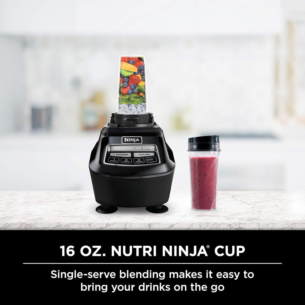 Ninja Blender And Food Processor System, 1500W, 72-Oz Pitcher, 64-Oz Bowl, Two 16-Oz To-Go Cups - Black