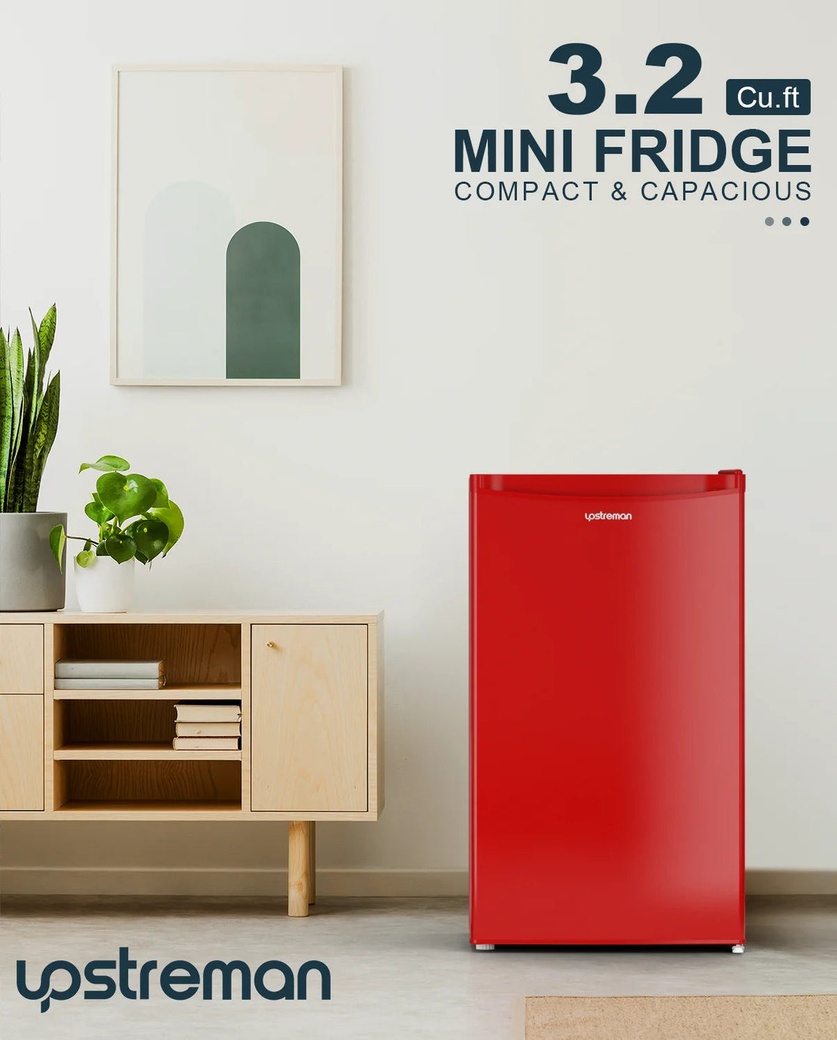 Upstreman 3.2 Cu.Ft. Single Door Mini Refrigerator With Freezer - BR321
