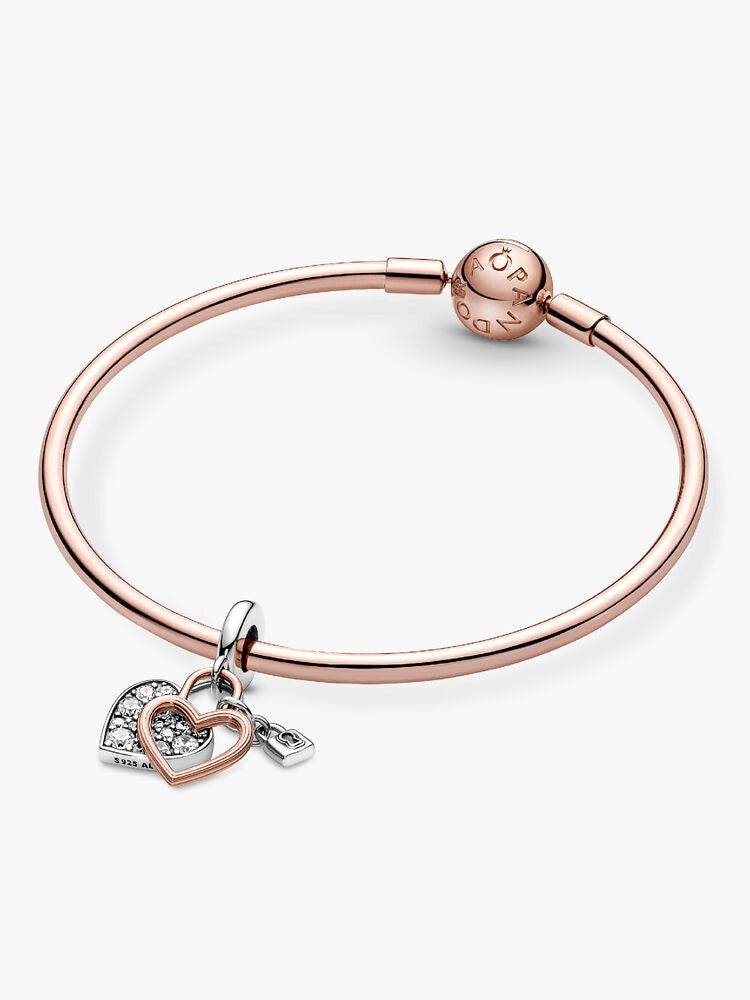 Heart Padlock Double Dangle Charm