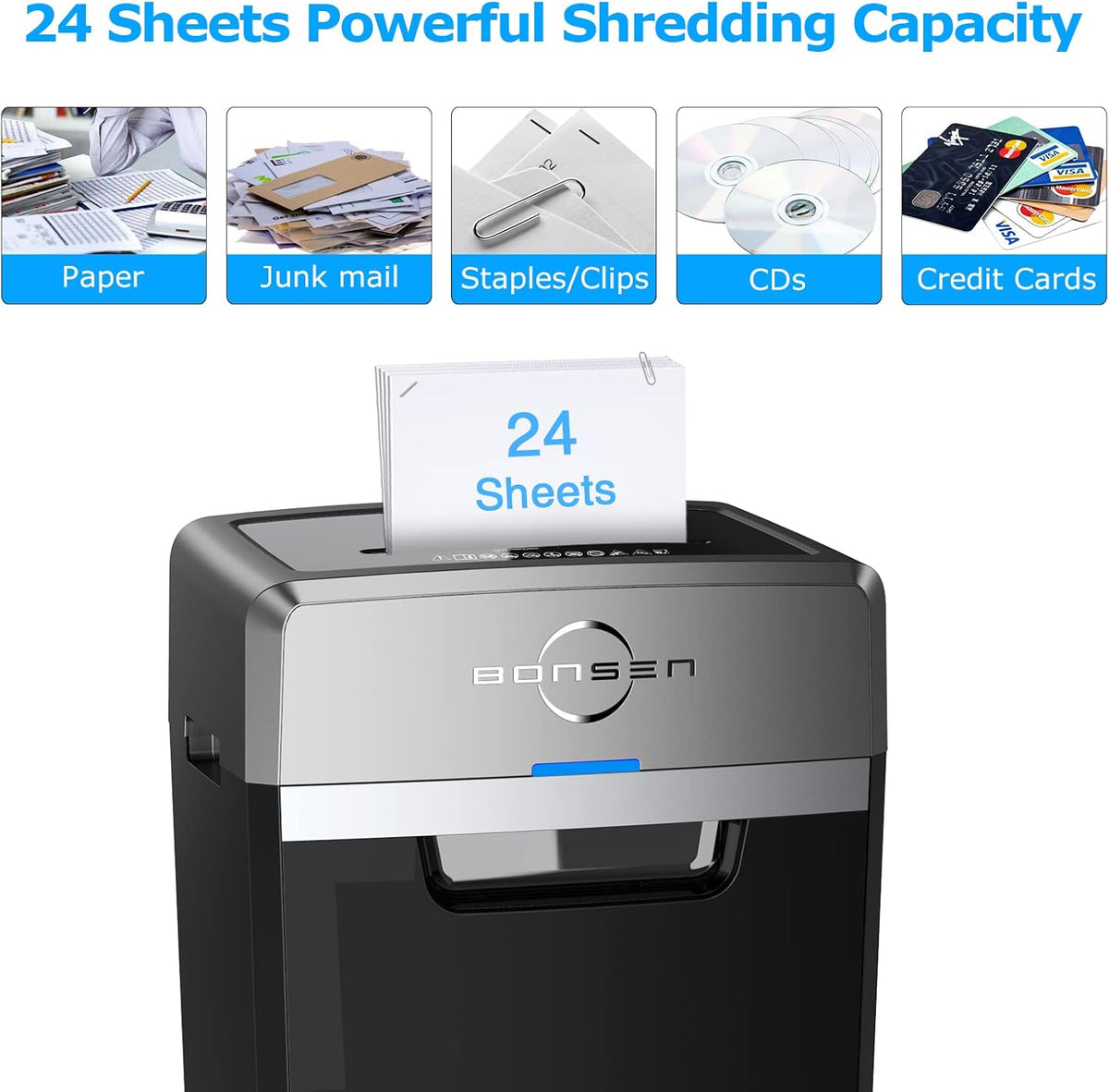 24-Sheet Cross-Cut Paper Shredder, 40-Minute Continuous Run Time, 9-Gallon Basket, P-4 Security