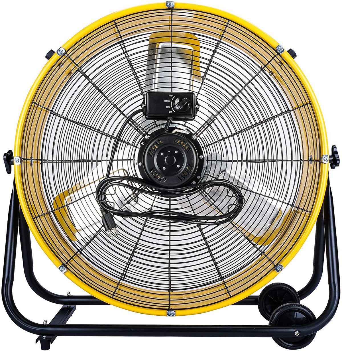 Tornado 24 Inch High Velocity 3-Speed Drum Air Circulator Fan, 7800 CFM, Yellow - HI-FAN-DRUM24-1P