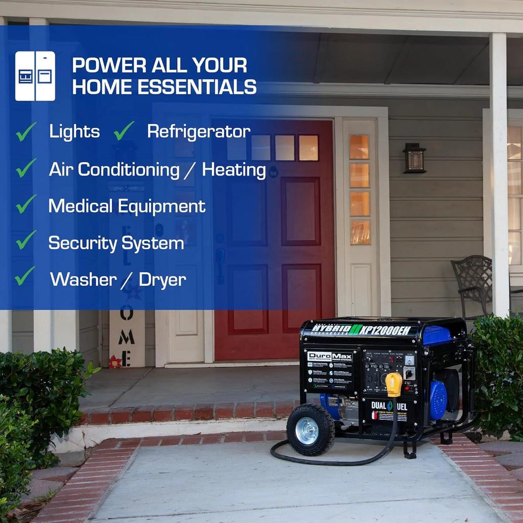 DuroMax 13,000-Watt Dual Fuel Portable Generator, Gasoline/Propane, Electric Start - XP13000EH