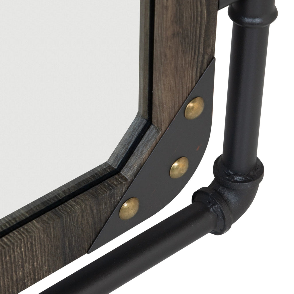 Industrial Metal Floating Wall Mirror, 31 Inch