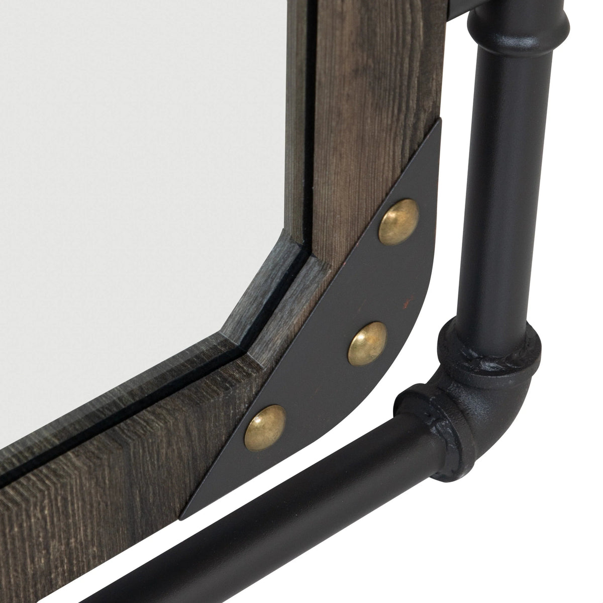 Industrial Metal Floating Wall Mirror, 31 Inch