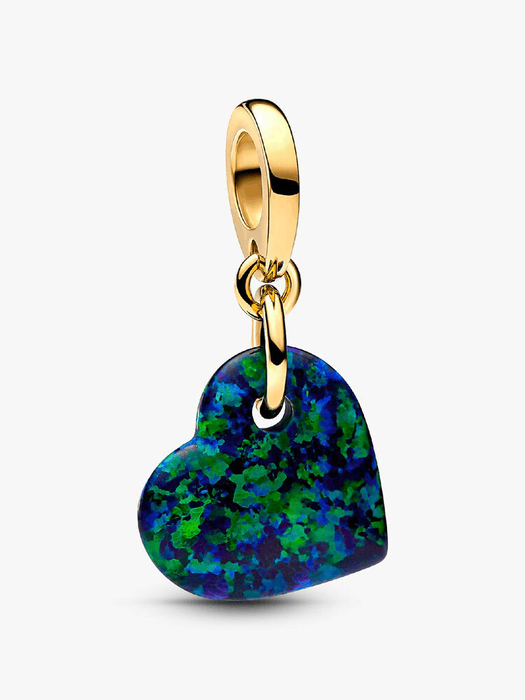 Opalescent Green Heart Dangle Charm