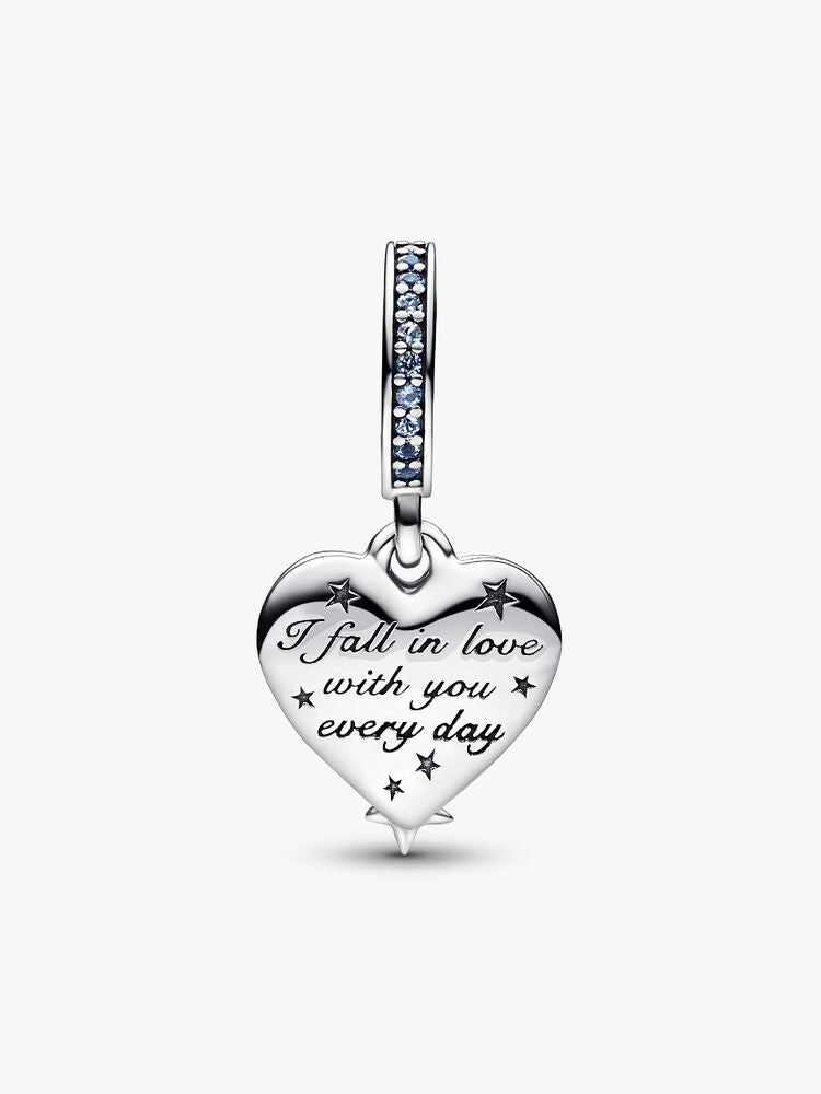Celestial Shooting Star Heart Double Dangle Charm