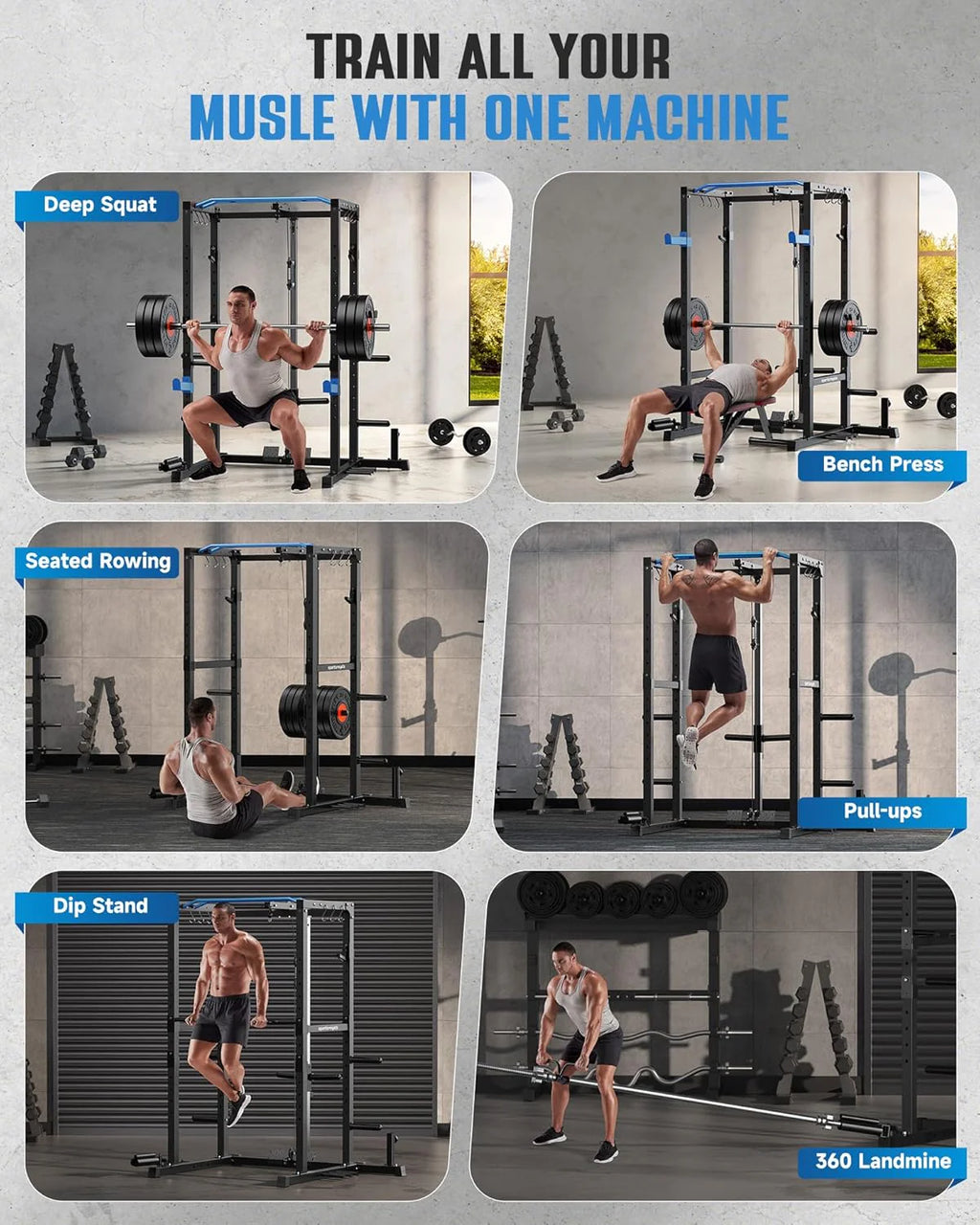Sportsroyals Power Cage With Lat Pulldown, Black - Power Cage