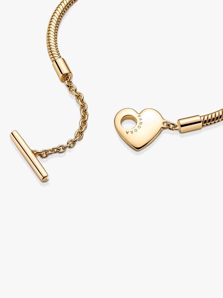 Pandora Moments Heart T-Bar Snake Chain Bracelet