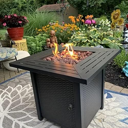 28-inch 50,000-watt Automatic Ignition Gas Fire Pit Table With 6.6-pound Stone Shelf - CSA-Certified