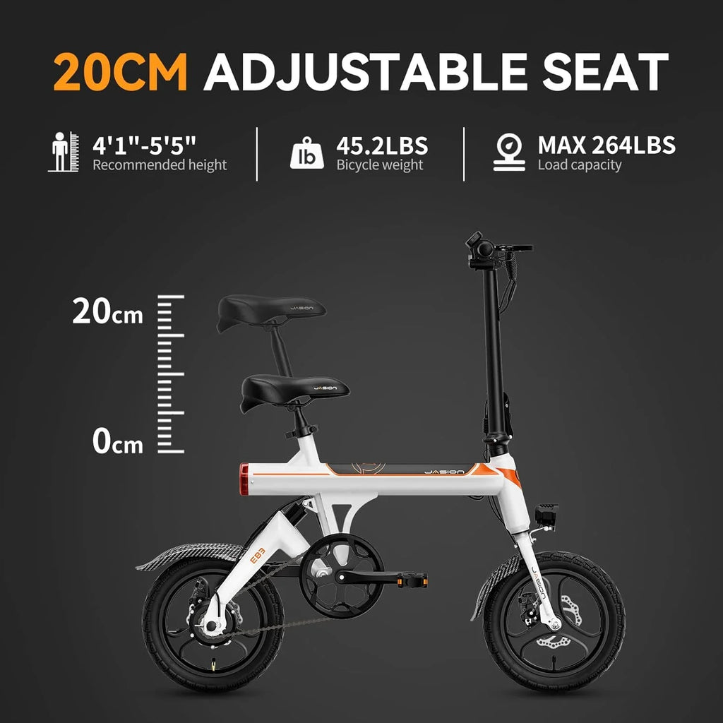 Jasion 14 Inch Folding Electric Bike, 21 Mph, 500W Peak Motor, 270Wh Battery - EB3