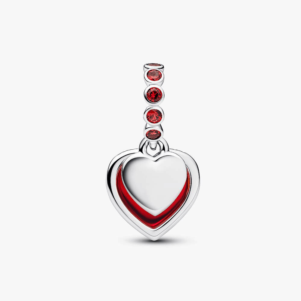 Red Murano Glass Heart Double Dangle Charm