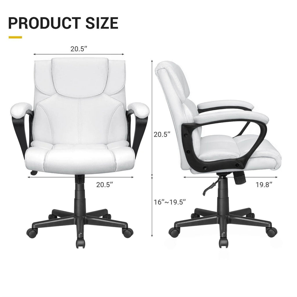 Mid-Back Ergonomic Swivel Office Chair - Black