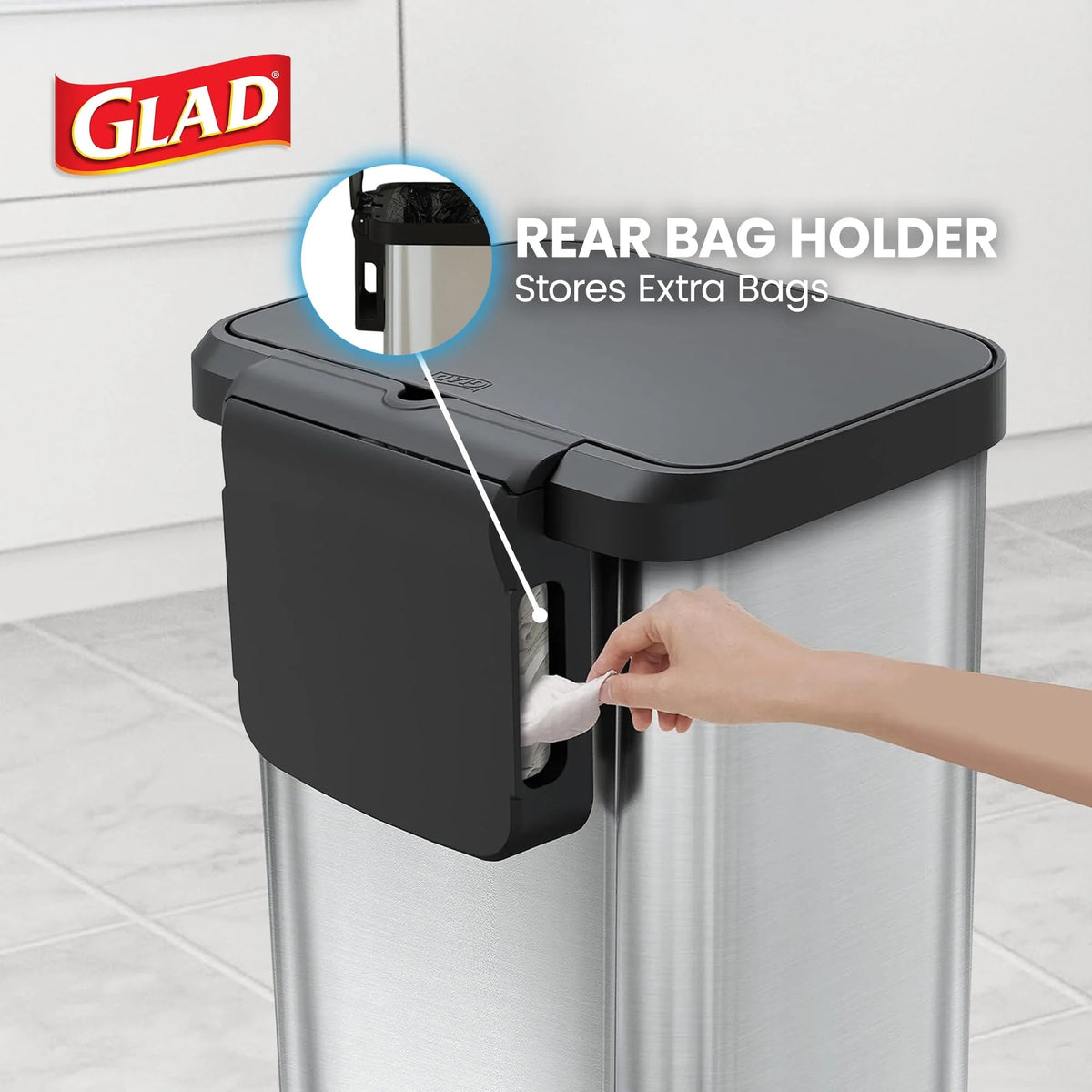 20 Gallon Stainless Steel Step Trash Can With Odor Control