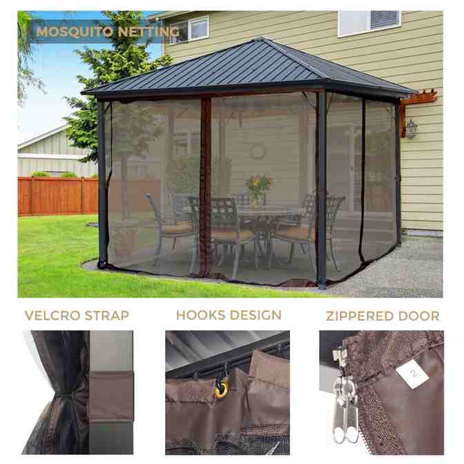Acuff Steel Patio Gazebo, 10 Ft W x 10 Ft D, Black - Lowndes
