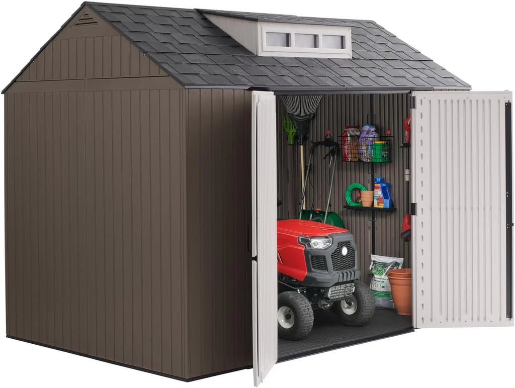 Rubbermaid Resin Outdoor Storage Shed With Floor, 7 x 7 Ft, Gray