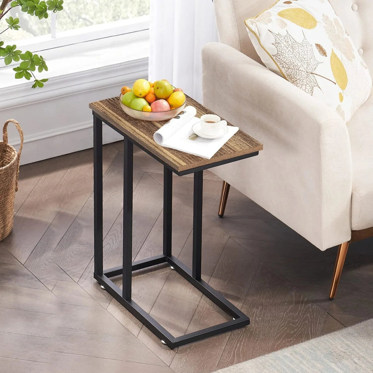 C-Shaped Sofa Side Tables, Set of 2, 11" D x 19" W x 24" H