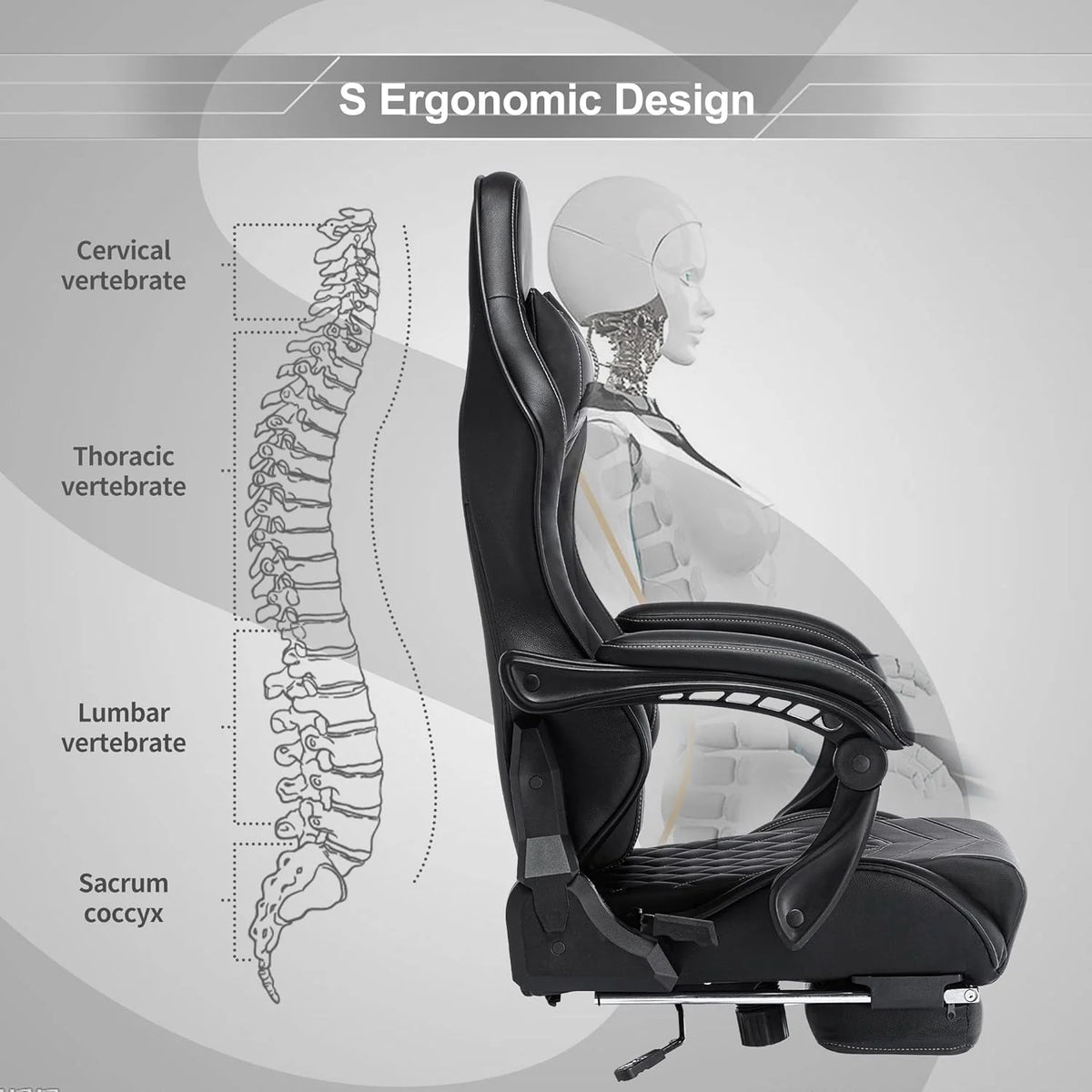 Blue Whale PU Leather Big And Tall Ergonomic Office Gaming Chair, 350 Pounds - B0BTCQ3VVW