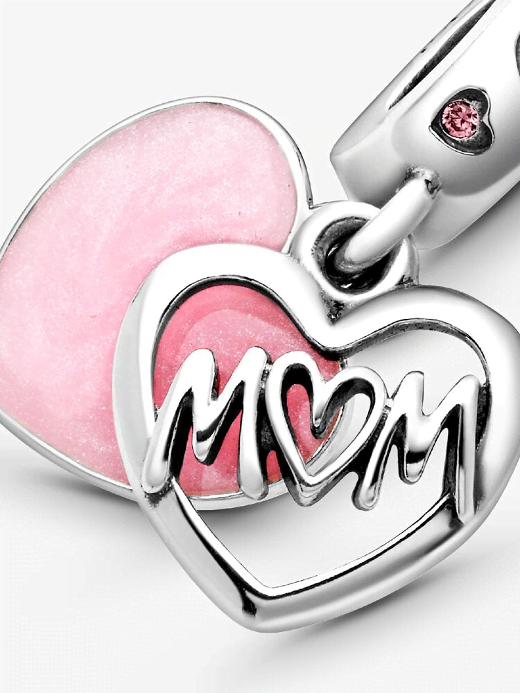 Mom Script Heart Dangle Charm